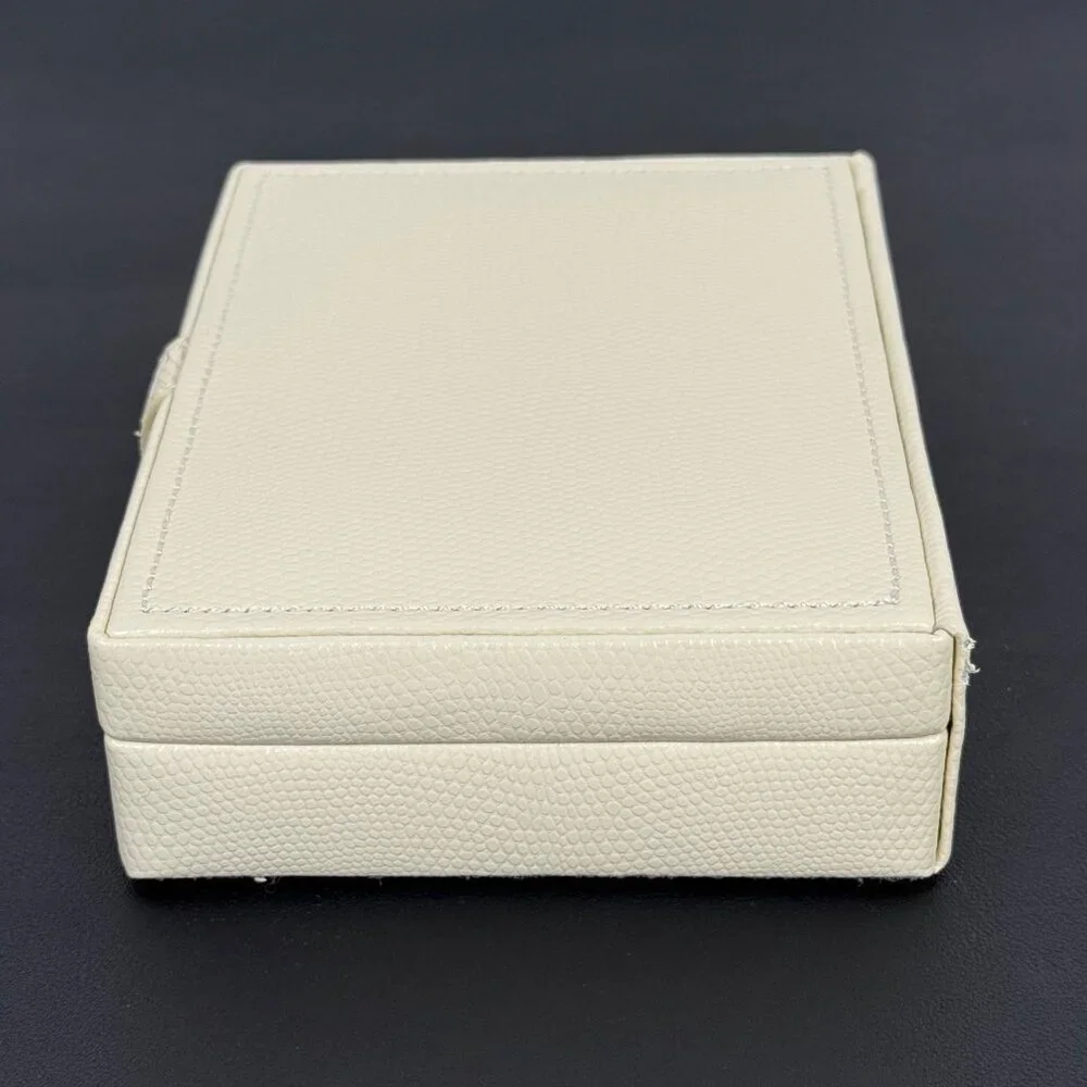 Pottery Barn McKenna Jewelry Box Travel Case Beige Faux Lizard 6.5